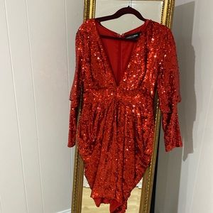 Red Sequin Holiday Dress - Size M
